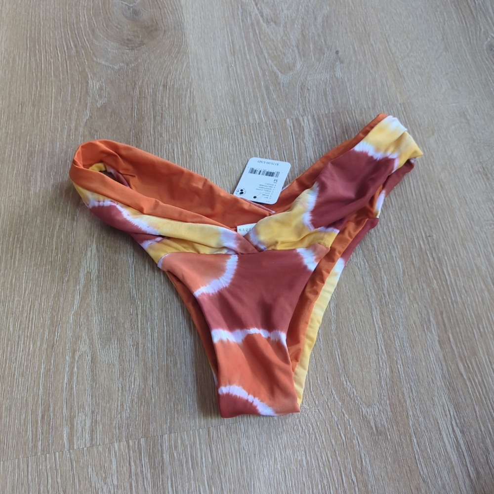 Martha Ray Free People Women's Honey Multicolor V Cut Bikini Bottoms Sz M $120